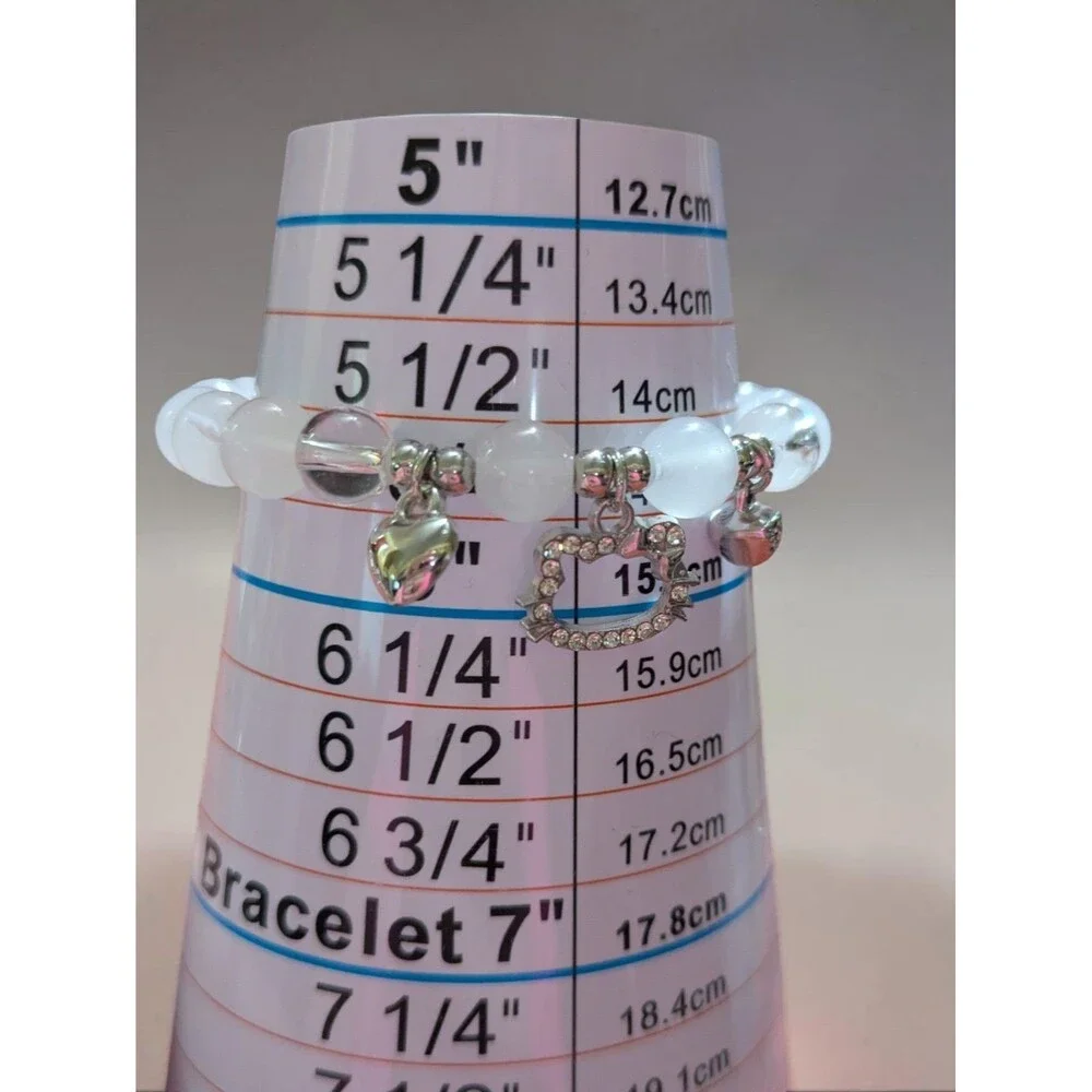Kawaii Beaded Charm Bracelets Set, Cute Kitty Inspired Jewelry, Coquette Y2K